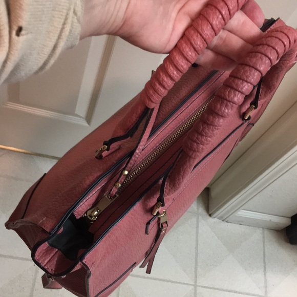 Elegant Salmon Leather Handbag Satchel/Crossbody - Picture 8 of 13